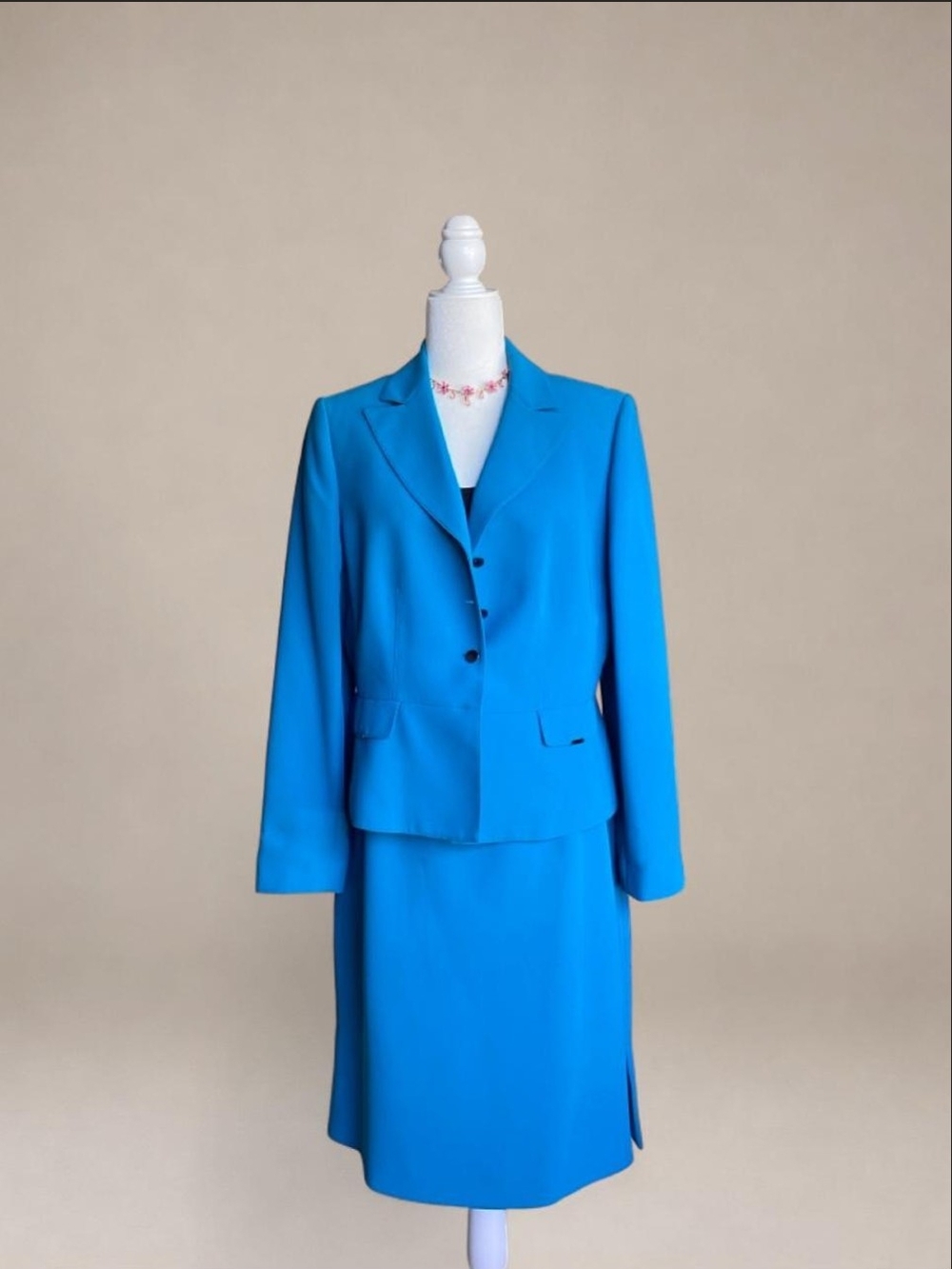 Women's Bright Blue Tailored Skirt Suit Jacket Set